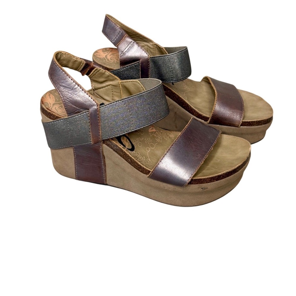 OTBT Bushnell Metallic Bronze Brown Platform BOHO Wedge Sandals Womens 8M *READ